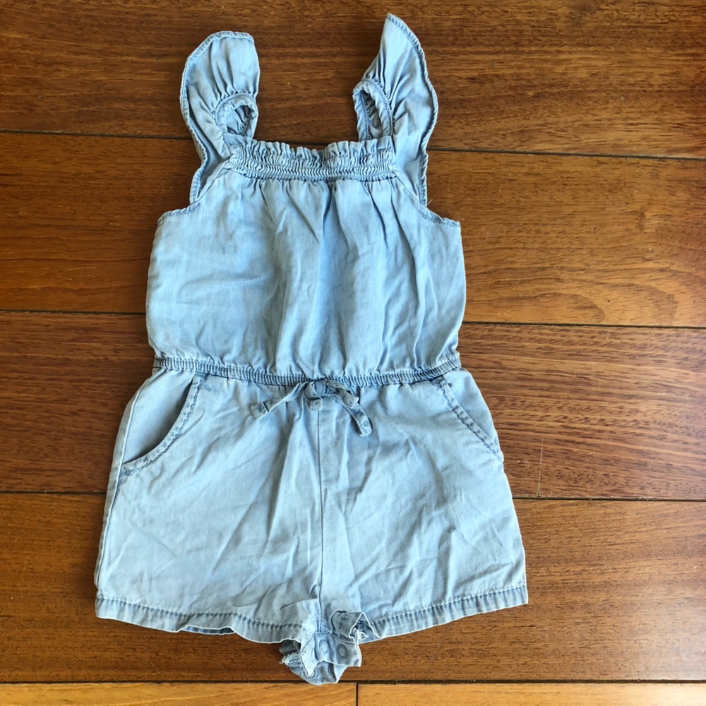 Cat & Jack Light Blue Denim Size 18 Months Romper